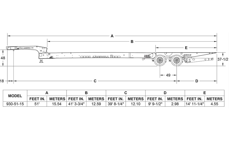 2026 Landoll 930E-51-15 Traveling Tail Trailer – 35 Ton Hydraulic Tail Trailer
